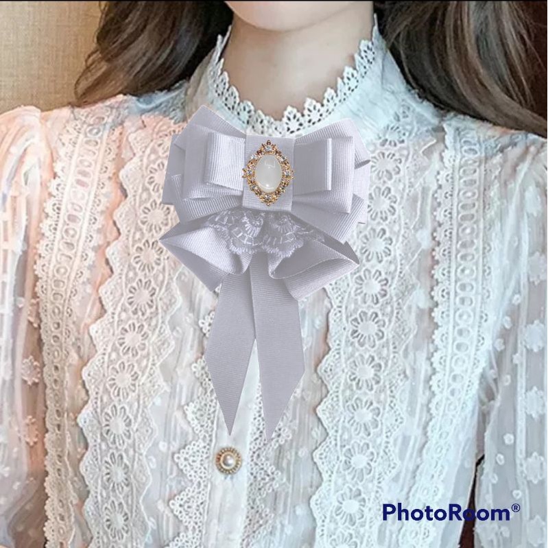 korean ribbon brooch lace