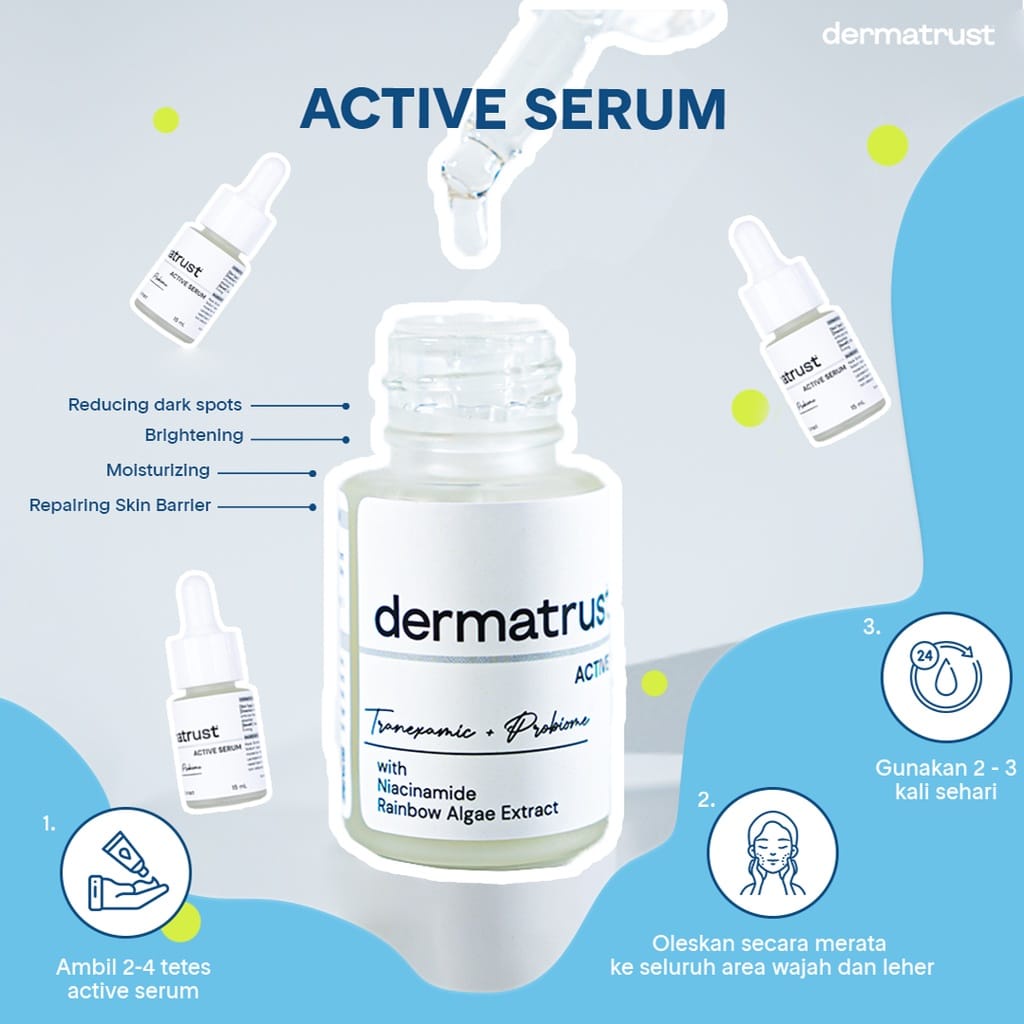 [Glowing Series] Dermatrust Active Serum + Tranexamic Acid + Probiome - Serum Pencerah Wajah