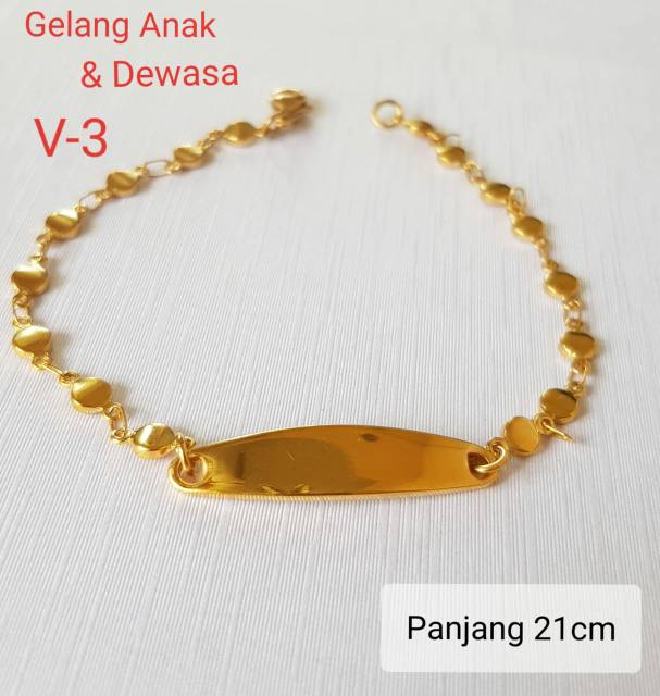 Gelang Anak &amp; Dewasa Titanium Rantai Gold Antikarat