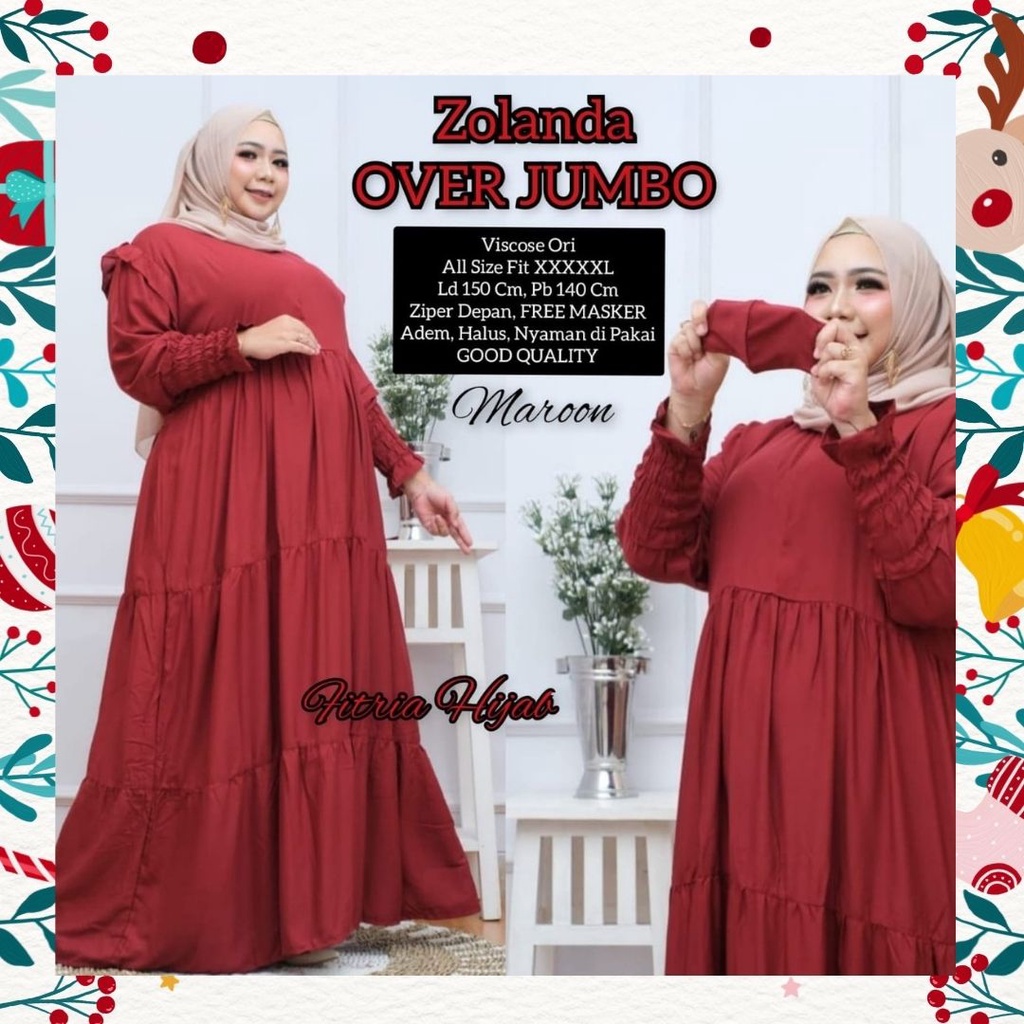 LD 150 Yolanda Gamis Wanita Polos Over Super Jumbo 1 Kg Muat 2 Baju