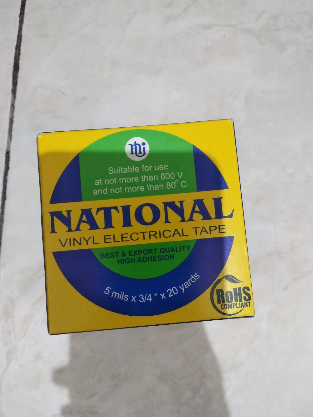 Isolasi Listrik Hitam National 3/4 20 Yards Vinyl Electrical Tape Black Selotip Solasi Nachi