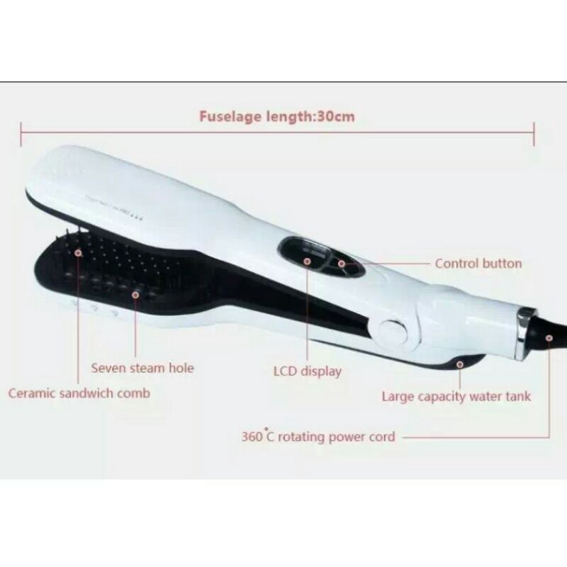 Import Steam Hair Straightener Brush Titanium Ceramic Flat Iron Professional Electric /Hair Steam/Catokan Untuk Rambut Yang Tipis/Catokan Untuk Rambut Tipis Agar Mengembang Bervolume