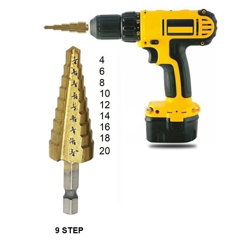 MATA BOR PAGODA HSS BOR KERUCUT STEP DRILL BOR SET TITANIUM BOR BESI KAYU MULTI STEP AA