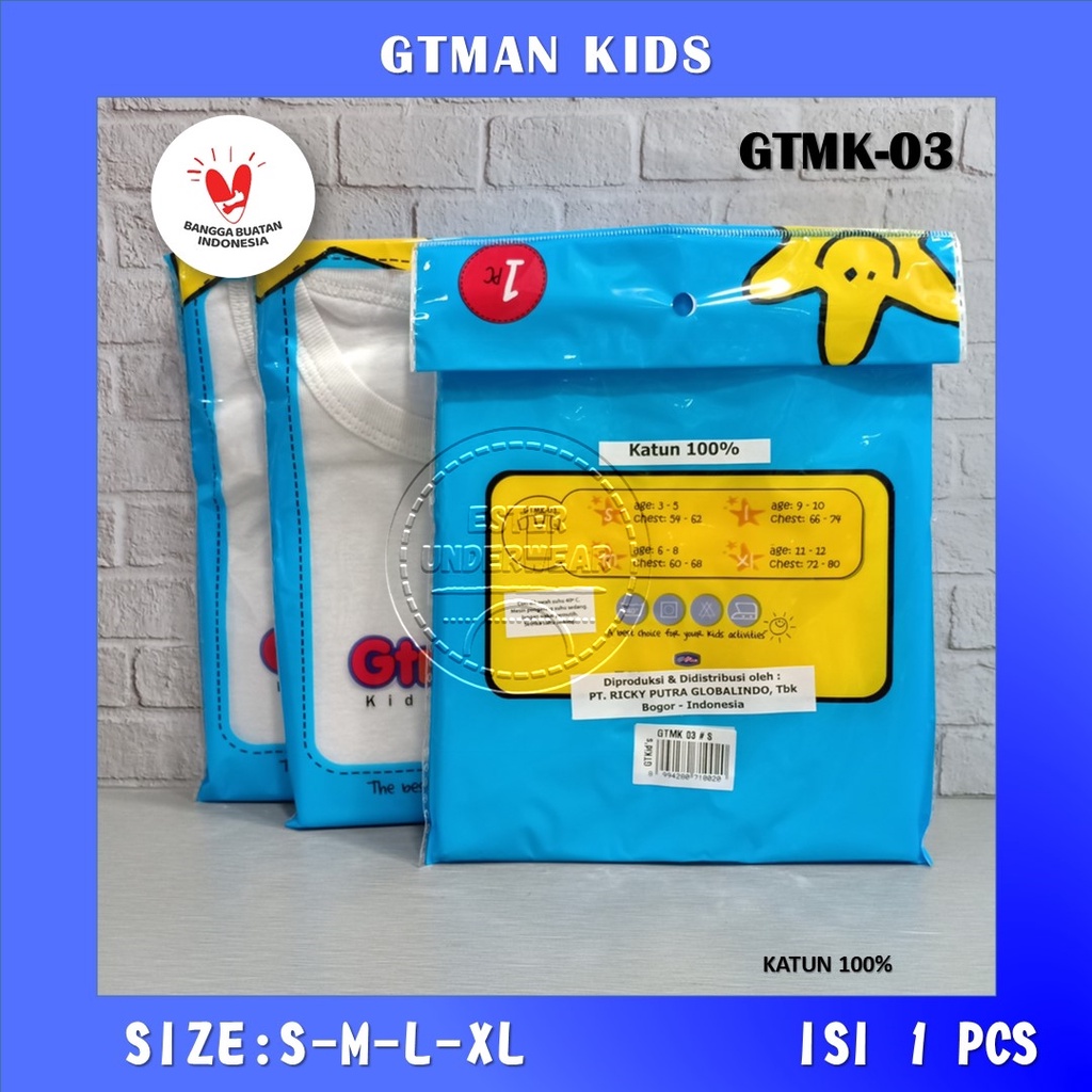 Kaos Dalam Anak Laki-Laki GTMAN KIDS GTMK-03 PUTIH ISI 1PCS