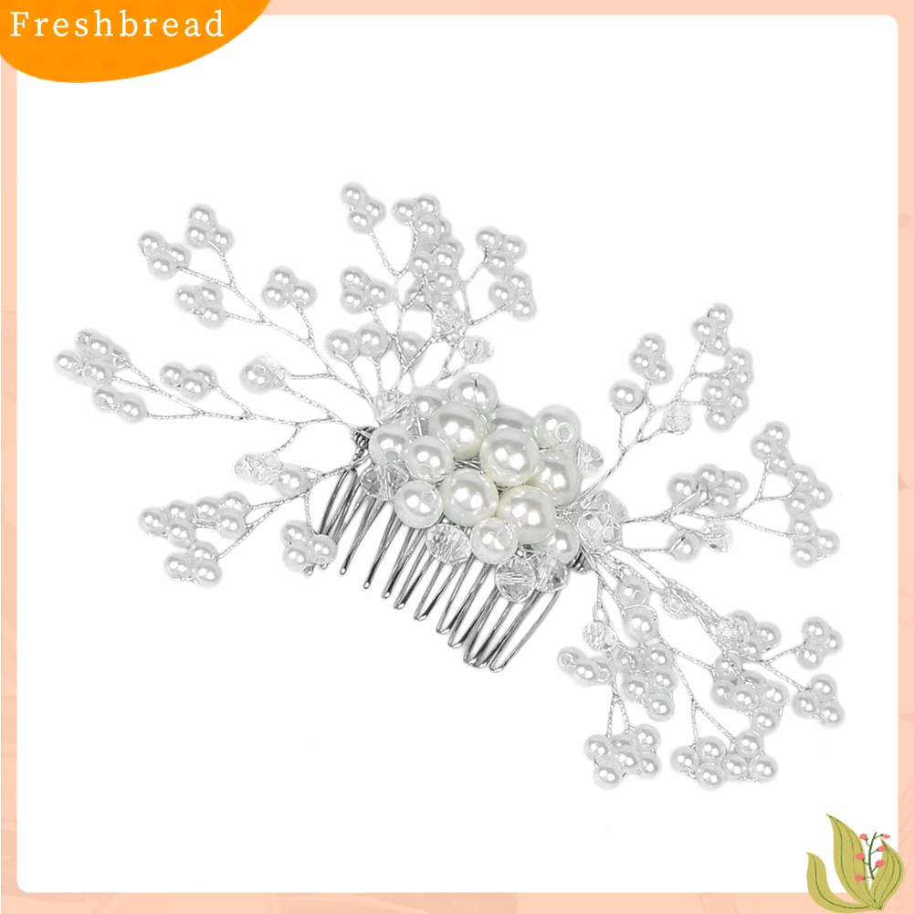 【Fresh】Wedding Party Bridal Elegant Headwear Women Floral Faux Pearl Hairpin Hair Comb
