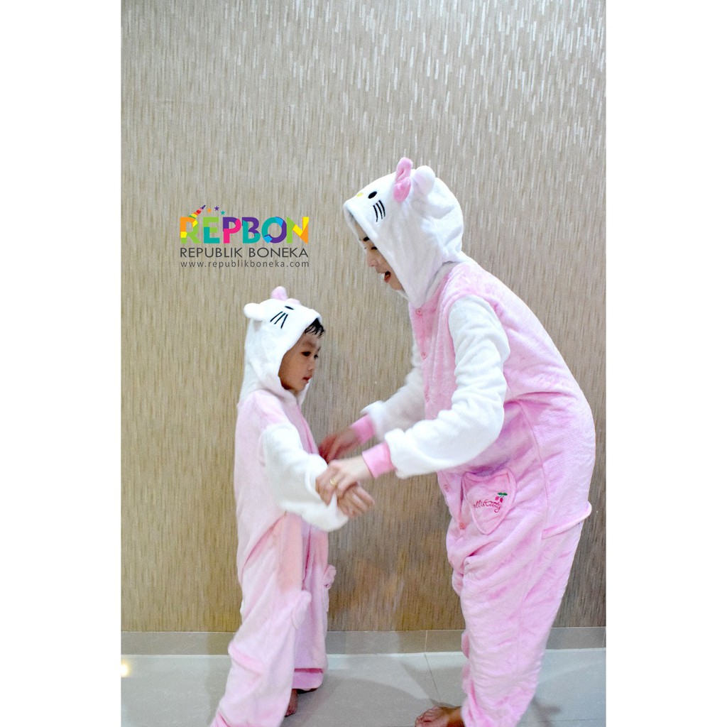 BAJU ONESIE HELLO KITTY PIYAMA KOSTUM PESTA ANAK DEWASA