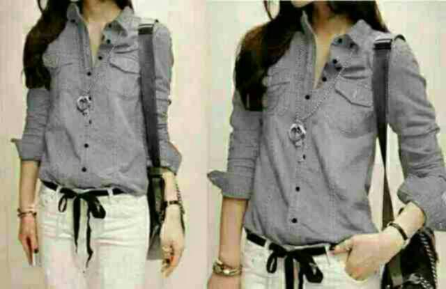 Kemeja wanita / Atasan Kemeja Wanita Kekinian / Lollie / Kemeja Wanita Polos Lengan Panjang-7