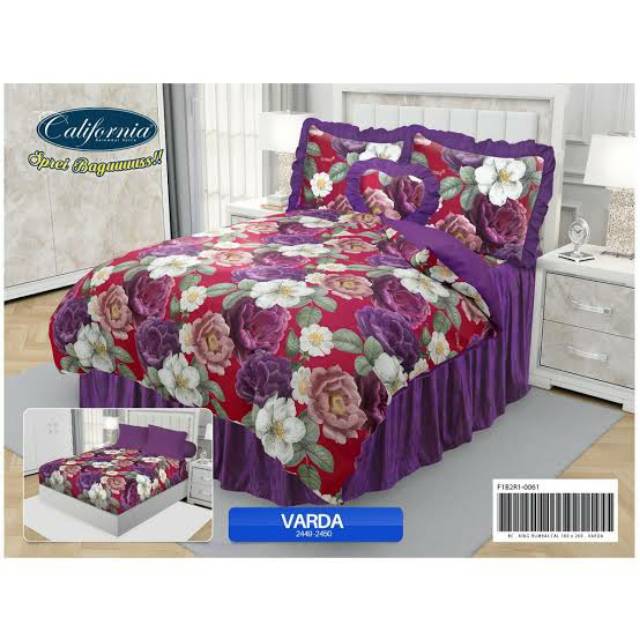 Sprei california 180 bantal 4 motif bunga