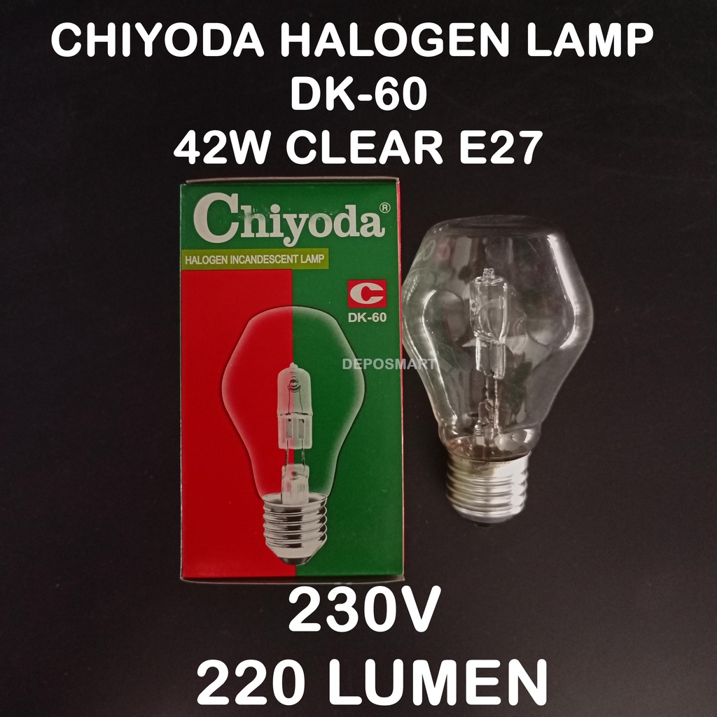LAMPU HALOGEN CHIYODA DK60 42W 230V 620 LUMEN CLEAR E27 - MURAH HEMAT