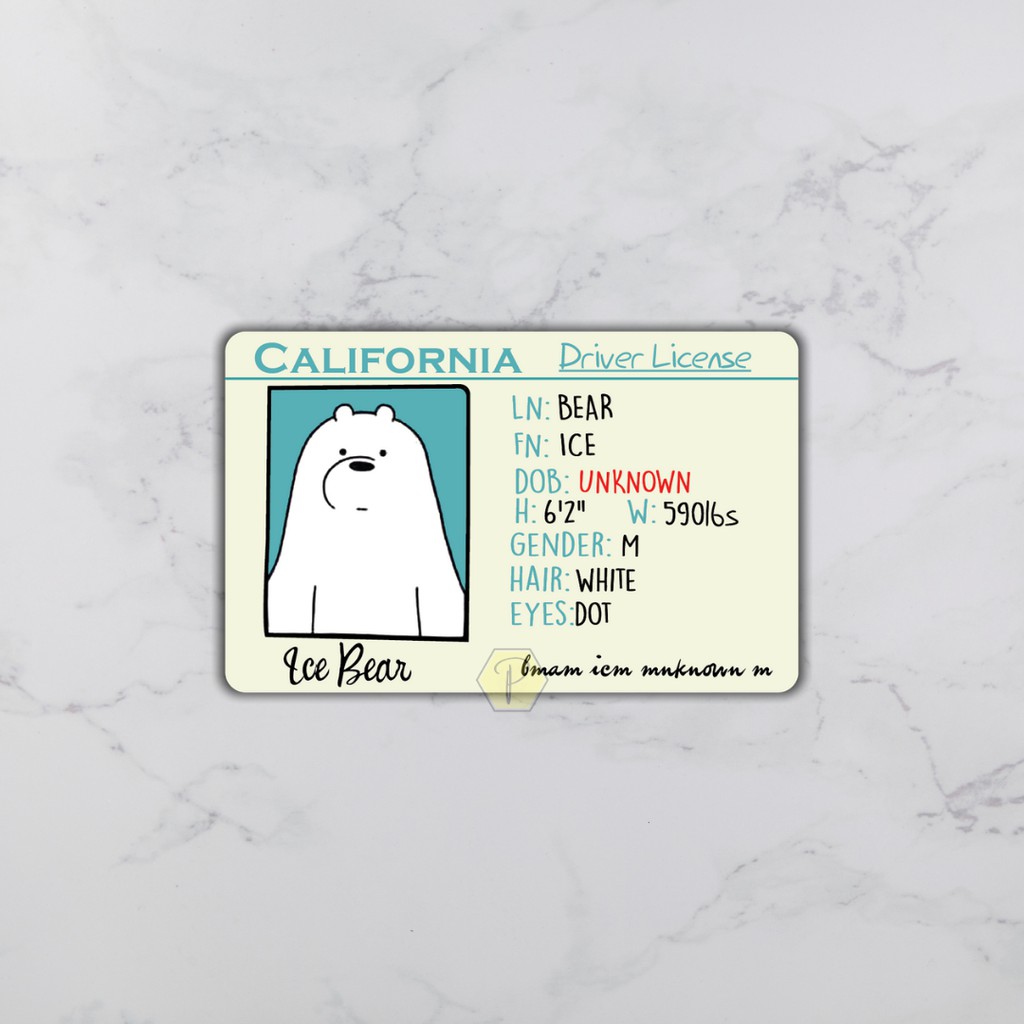 ICE BEAR DRIVER LICENSE - Card Cover Skin Sticker - PLIATA Stiker Kartu ATM, E-Money, E-Toll