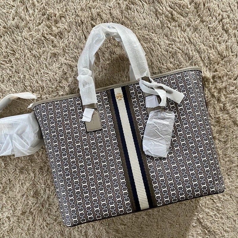 tory burch gemini link tote grey heron 100% original bag tas asli authentic