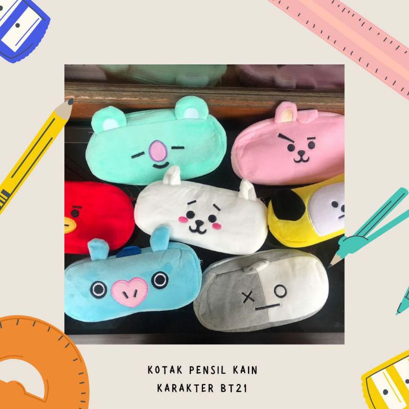 Kotak Pensil Kain Karakter Bt21 Tempat pensil BTS Kain Lembut Bt21