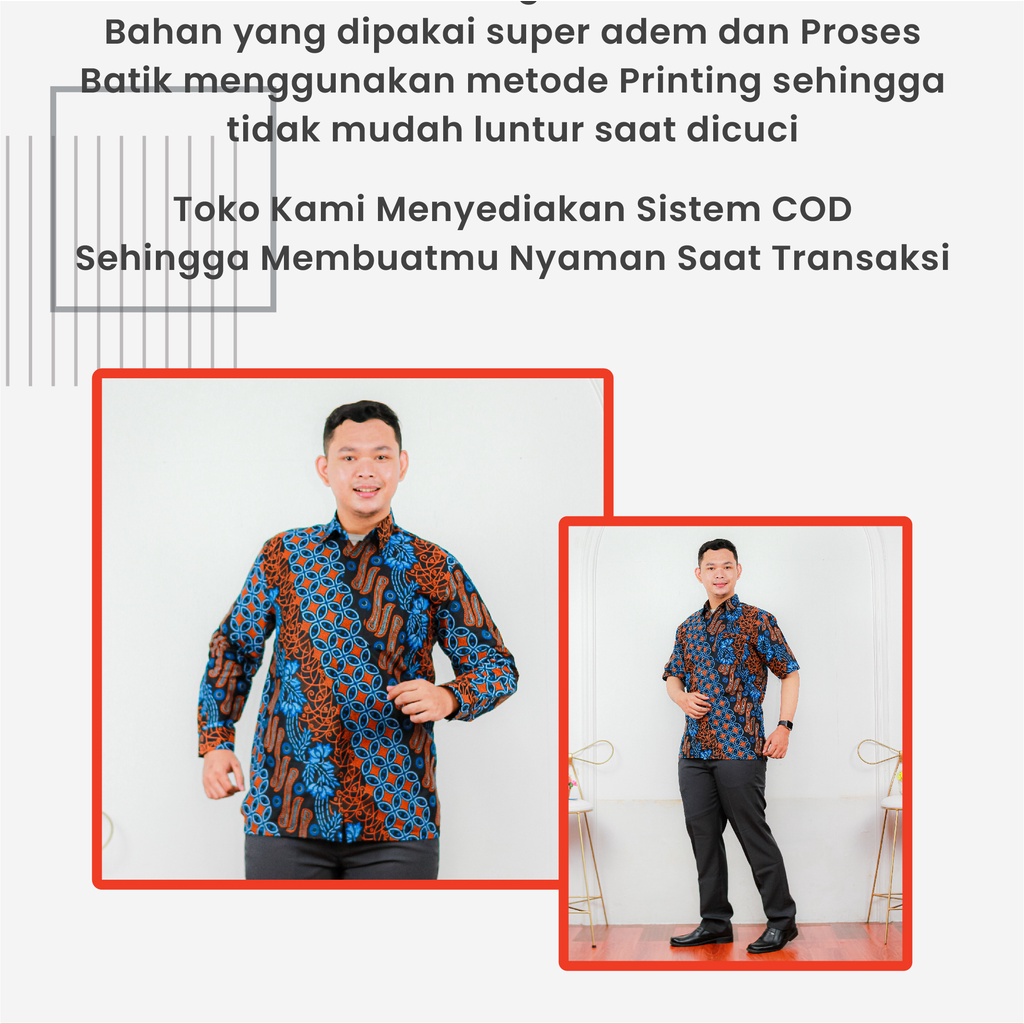 Saroja (642) Kemeja Batik Pria - Motif Seno Biru