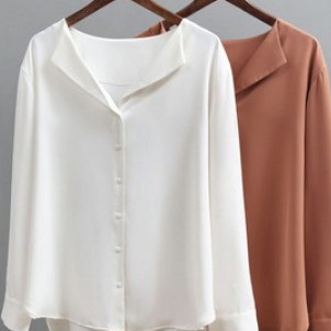 Kemeja elegancy - kemeja wanita - korea style - bahan creap-Elegancy - Ungu