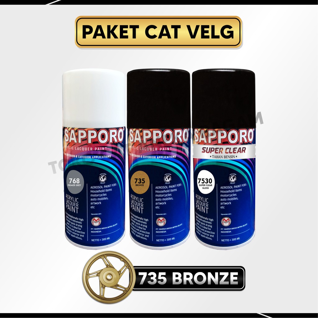 Paket Cat Velg 735 Bronze / Sapporo / Cat Spray Semprot Aerosol Terbaik