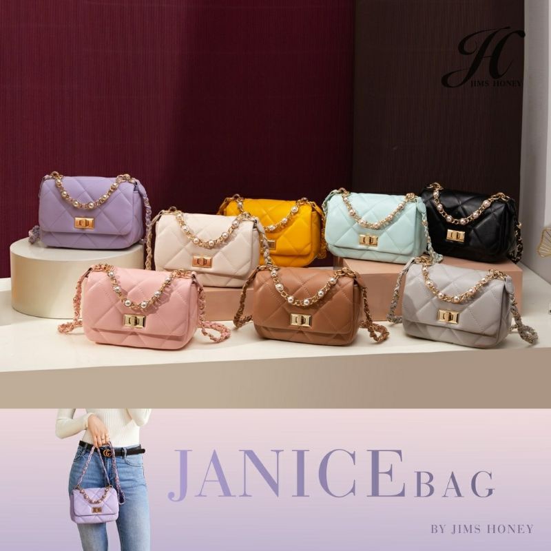 Jimshoney Tas selempang wanita Janice bag original murah fashion import realpic cod free box kotak