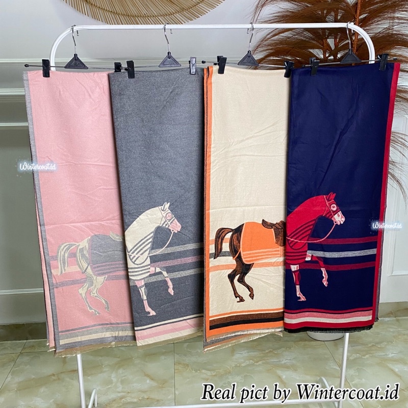 Scarf cashmere musim dingin syal winter wanita panjang long horse hs import hangat