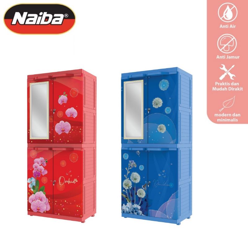 Lemari pakaian/lemari plastik motif bunga mirror 9224 flower