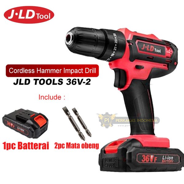 Mesin Bor Cordless Hammer Impact Drill JLD TOOL 36V-2  Tembok Beton Baterai Koper J.LD Screwdriver P