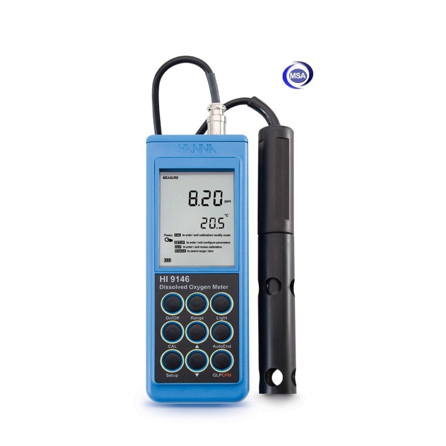 DO Meter Portable HANNA HI 9146, Dissolved Oxygen Meter, 4 M cable