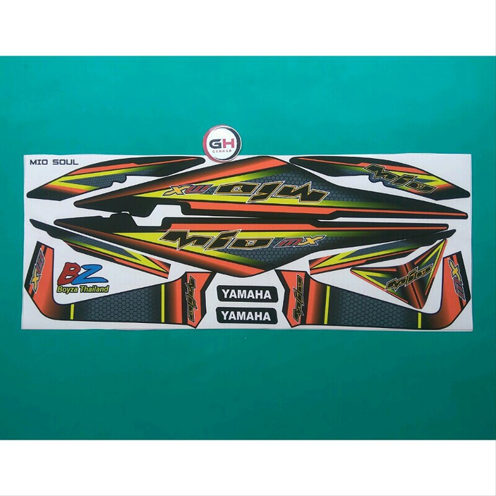 Variasi stiker striping motor Mio soul mx Merah Orange