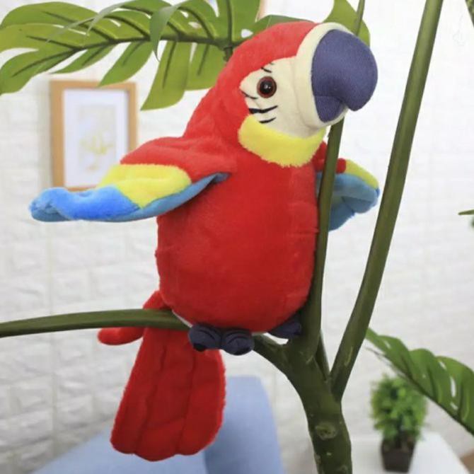 BANTING HARGA Mainan Anak Burung Berbicara , Smart Talking Bird Beo - Funny Bird Beo - Merah