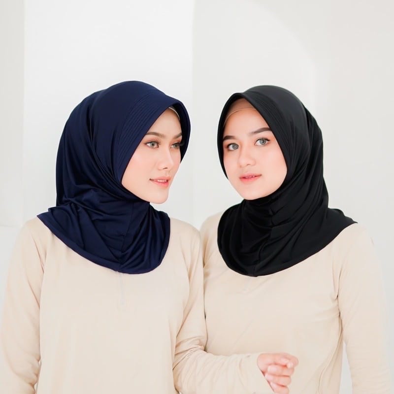 Hijab olahraga instan kerudung sport jilbab polos NUSAENA PAD ANTHEM / Kerudung Voli Bahan Jersey Pr