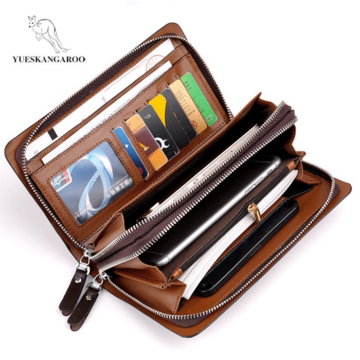 [ORIGINAL] Yueskangaroo Dompet Panjang Kulit Resleting Import Pria dan Wanita Long Wallet Unisex Double Zipper Business Style