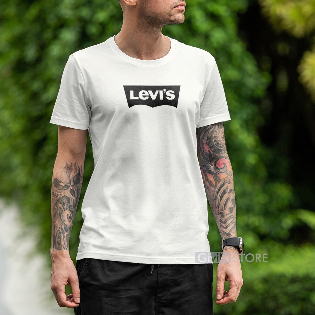  Baju  Distro Bandung  Premium Motif Logo Leviz Cotton Combed 