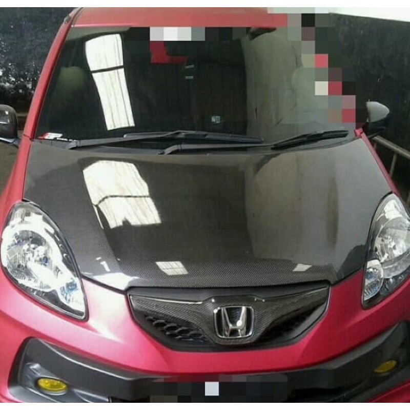 kap mesin honda brio old carbon kevlar