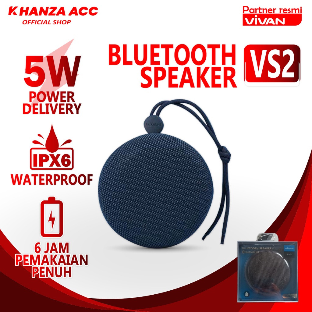 KHANZAACC VIVAN VS2 Speaker Bluetooth Portable Mini Wireless Outdoor Waterproof IPX6