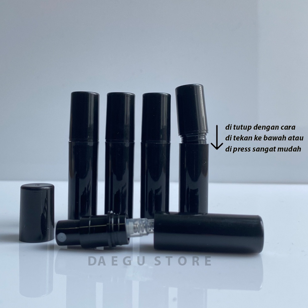 Botol Parfum Spray 2ml Pen Travel Vial Sample Plastik Hitam