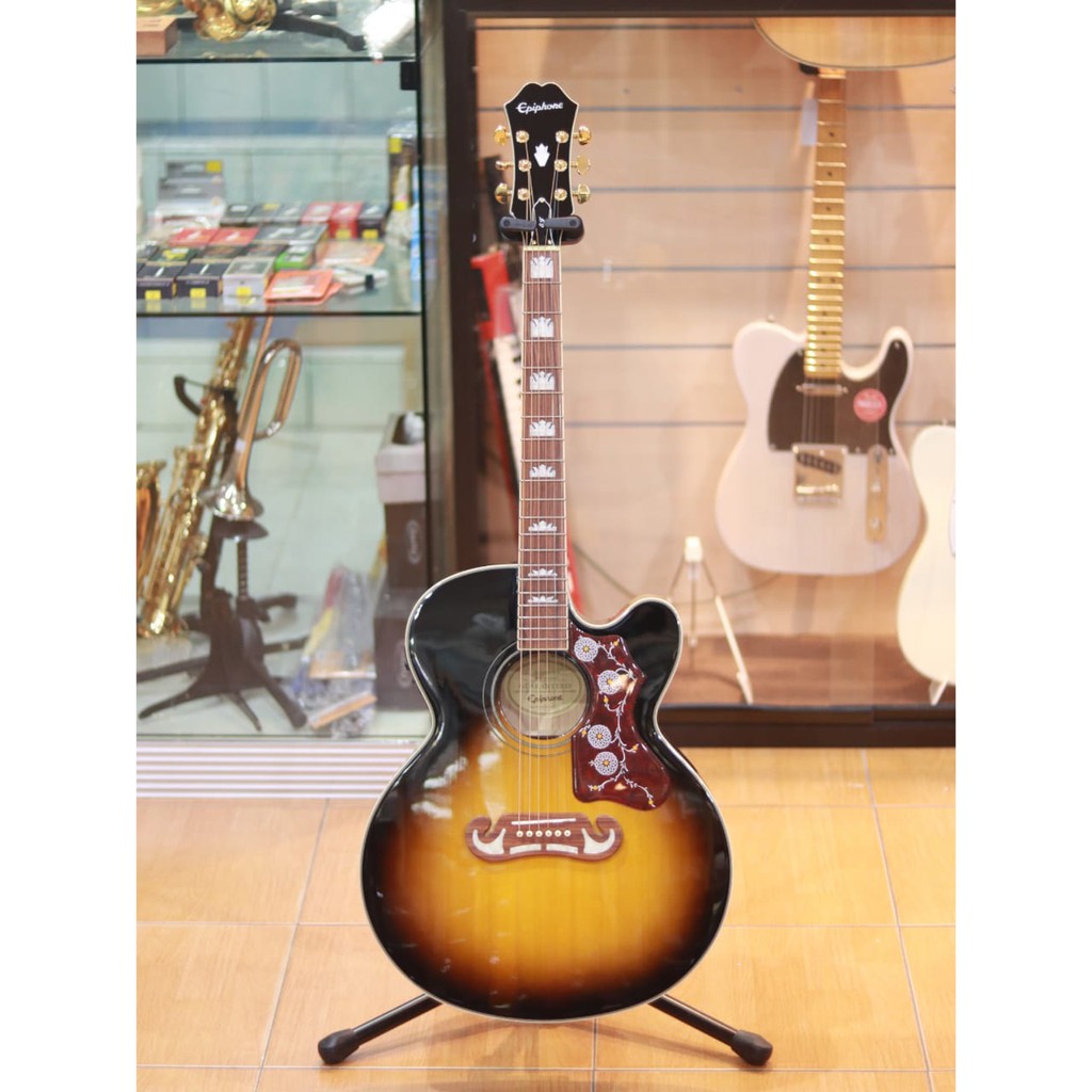 Epiphone EJ200SCE Solid Top Cutway Acoustic Electric Vintage Sunburst