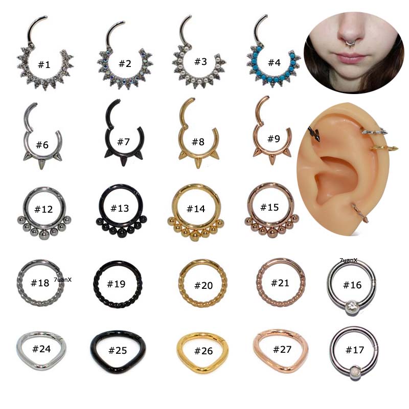 1 Piece Stainless Steel Hoop Tragus Cartilage Earrings Helix Pinna Nose Septum Piercing 16Gauge