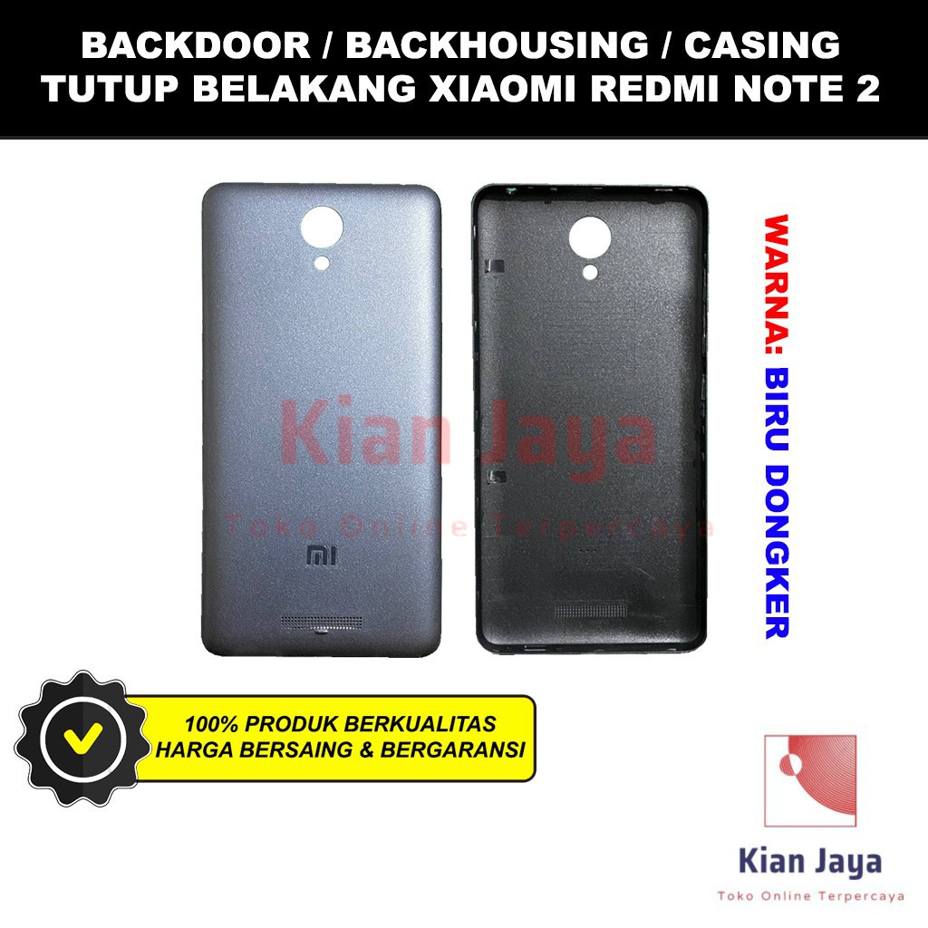 Backdoor Xiaomi Redmi Note 2 Back Cover Tutup Belakang Baterai Cassing Casing Backcase Original