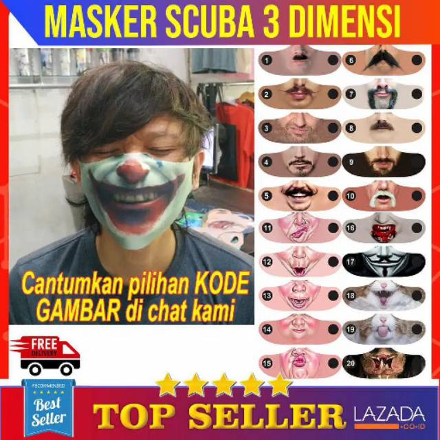 30+ Trend Terbaru Masker Mulut Masker Scuba Motif Wajah