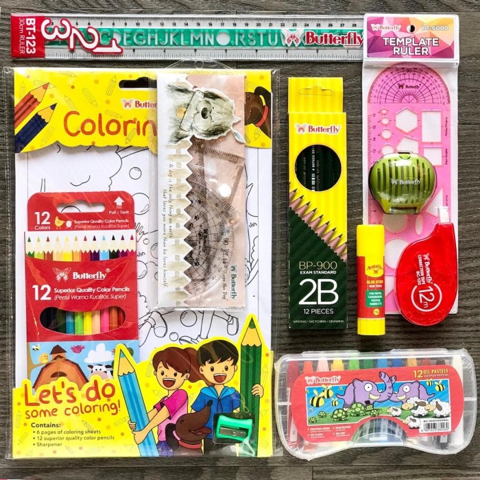 

(TERLARIS) Butterfly Stationery - School Kit - Paket Alat Tulis Sekolah