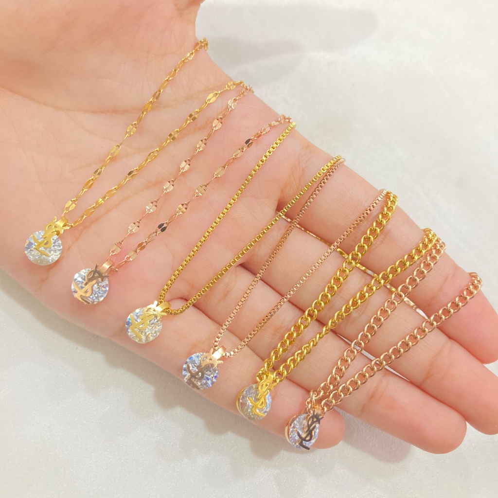 Kalung Wanita Titanium Liontin Anti Karat Simple Aksesoris Perhiasan