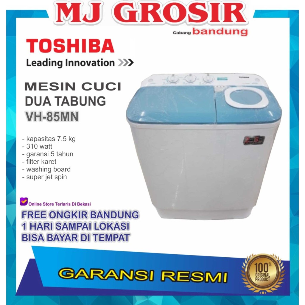 MESIN CUCI TOSHIBA VH 85 MN 7,5KG 2 TABUNG 85MN 7,5 KG LOW WATT JEPANG