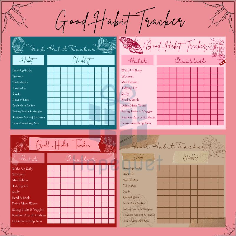 

Hopequet Good Habit Tracker Card