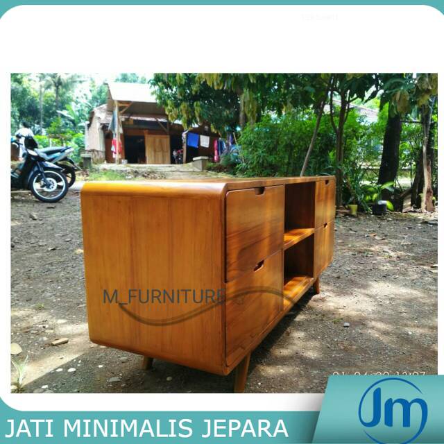 set Meja tv kayu jati 120cm minimalis meubel jepara jepara furniture