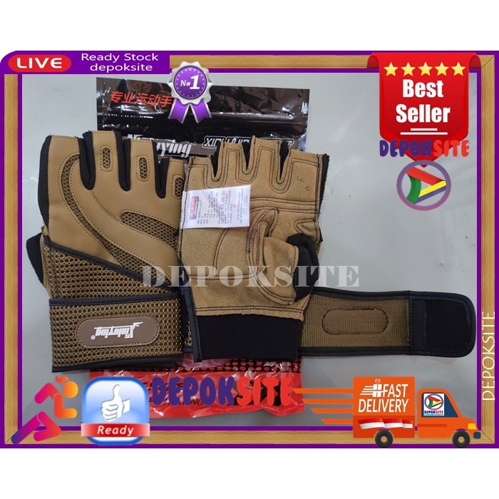 1 Pasang XLY Sarung Tangan Premium Glove Heavy Weightlifting Gym Half Finger Sports Fitness Gloves