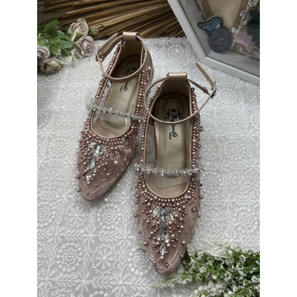 Rafaizoutfit sepatu wanita cantik rosegold vilena 3cm kaca