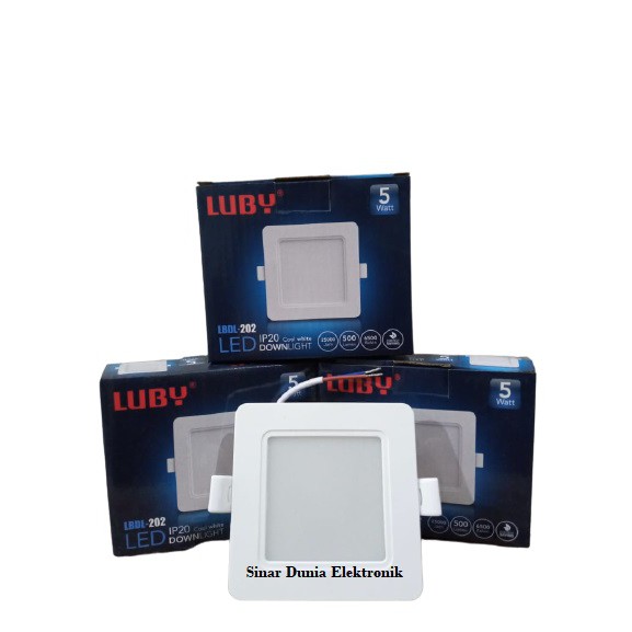 LUBY LED DOWNLIGHT 5WATT 5W LBDL-201 PUTIH KOTAK