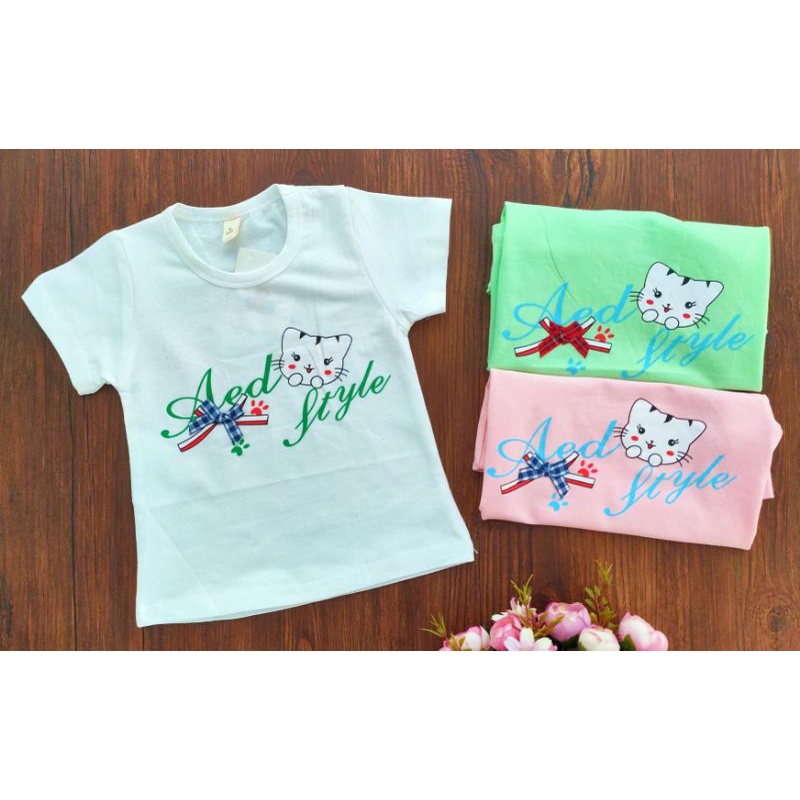 Cat ribbon style / Kaos Import Anak Perempuan Usia 1/2 - 2 TH / Pakaian Anak Import / Grosir Baju An