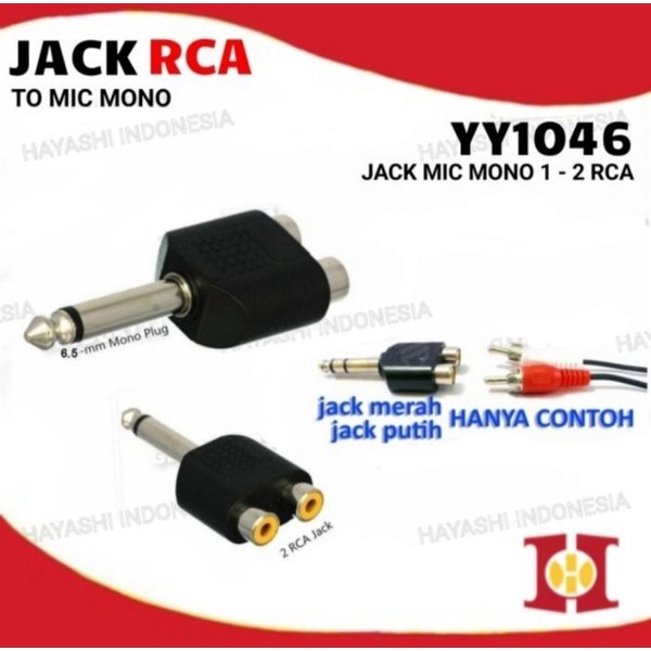 Converter Jack Akai Mono Stereo 6.5mm To RCA Sambungan Jek Mic Gitar-10 pcs