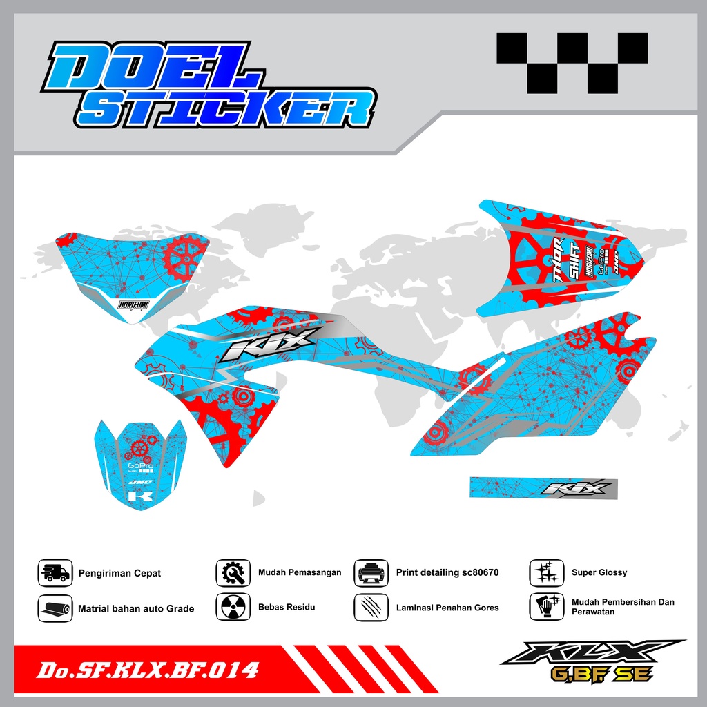 Sticker Striping Honda KLX 150 G , BF , SE Lama List Variasi Hologram , Crome Doel 014