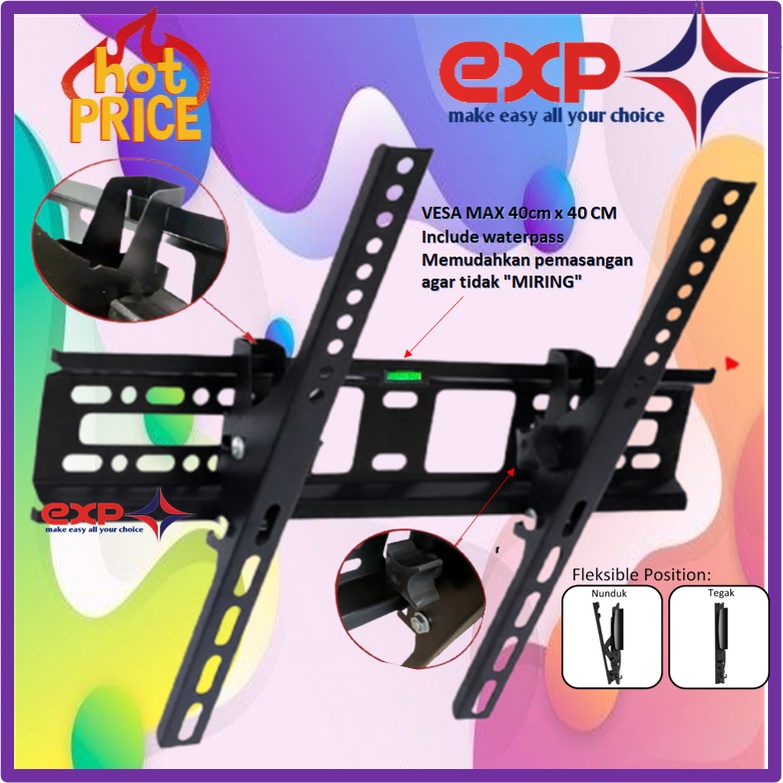 Garansi COCOK!! Bracket TV HISENSE 42&quot; s/d 55&quot; Waterpas adjustable position