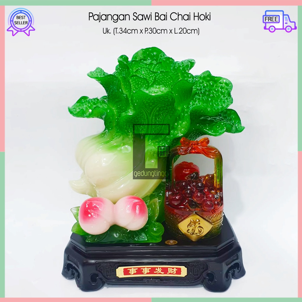 Pajangan Hiasan Patung Dekorasi Kado Hadiah Sawi Putih Baicai Baichai Bai Chai Bhaichai Fengshui Ratusan Hoki Rejeki Lucky Keberuntungan Kerabat Teman Pimpinan Bos Direktur Orang China Cina Jepang Ukuran Kecil Small Sedang Medium Besar Big Size Kayu Resin