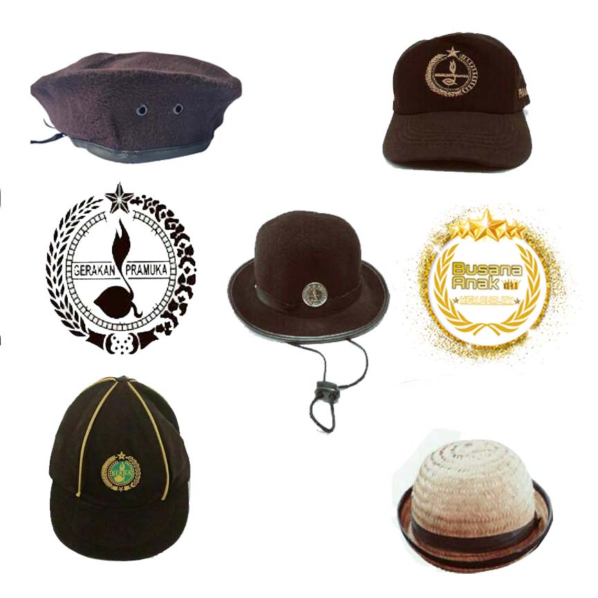 Topi Pramuka SD / Topi Bambu Pramuka / Topi Boni SD / Topi Baret Pramuka